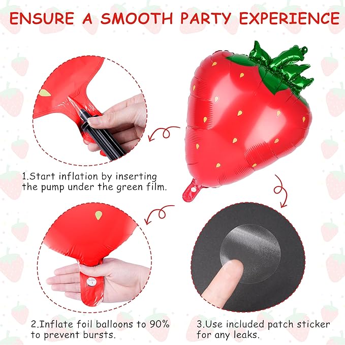 8pcs Berry First Birthday Decor Berry 1st Birthday Decorations for Girl with 40" Red One Balloon for First Bday Decorations Foil Helium Balloons 1st Girl Party Supplies