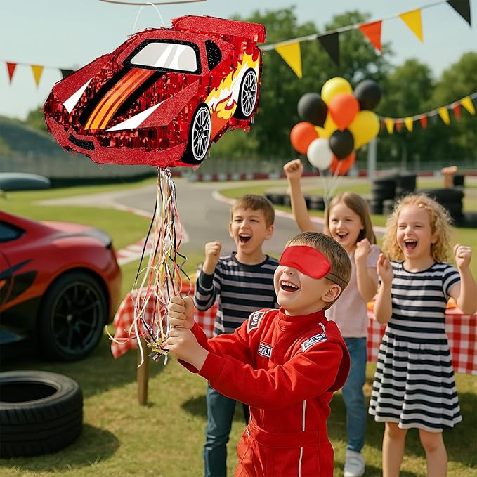 WERNNSAI Race Car Piñata - Race Car Birthday Decorations Truck Car Piñata Bundle with Blindfold and Bat Monster Truck Party Favors for Kids Boys Exciting Party Games Supplies