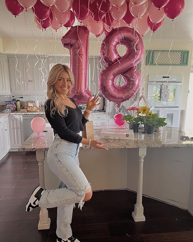 Pink 2 Balloon, Number Balloons 40 Inch, 2nd Balloon Number Birthday Decorations, Second Two Birthday Party Supplies, Number 2 Balloon