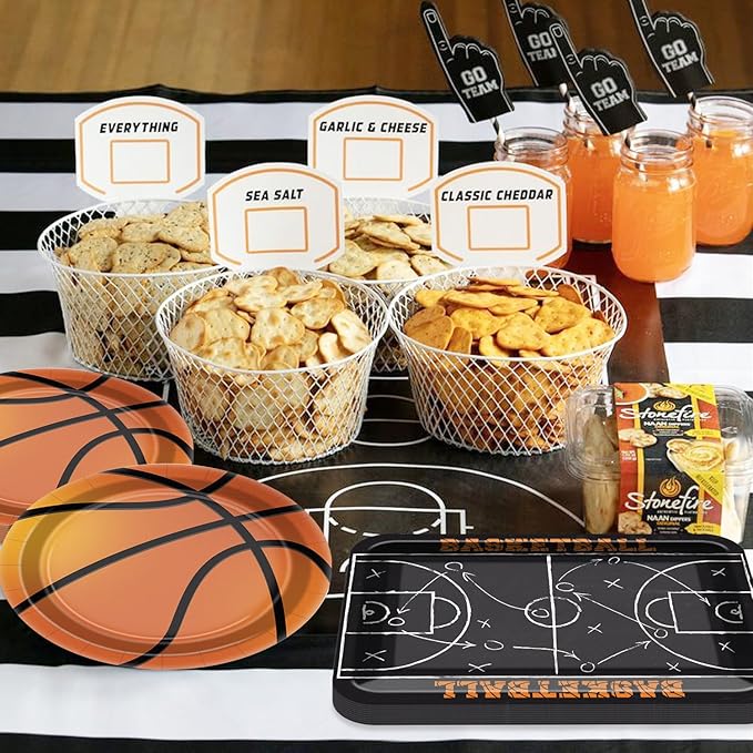 Basketball Party Supplies - 80 Pcs 9" Plates Sports Themed Party Decorations Kit for Kid's Birthday Game Day