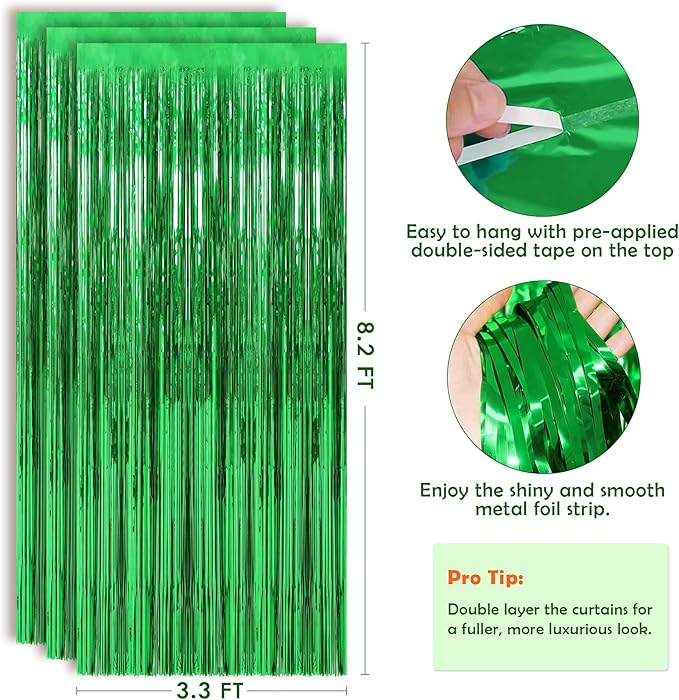 OHOME St Patricks Day Decorations - Green Party Backdrop Streamers | St Patricks Day Decor for Indoor Outdoor - St Patty's Day Accessories for Door Wall - St Patricks Day Banner,2 Pack