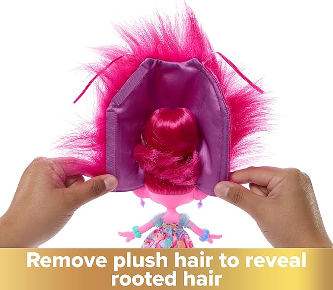 Mattel DreamWorks Trolls Band Together Fashion Doll & 10+ Accessories, Hairsational Reveals Queen Poppy with Transforming Hair Piece