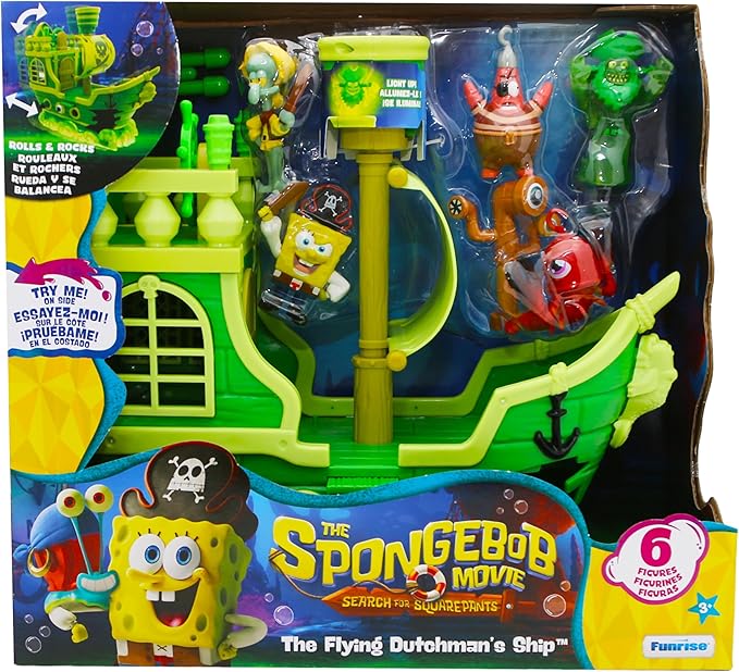 Spongebob Squarepants Movie: The Search for Squarepants - The Flying Dutchman’s Ship Playset with 6 Exclusive Figures, Lights, Motion & Hidden Features for Kids Ages 3+
