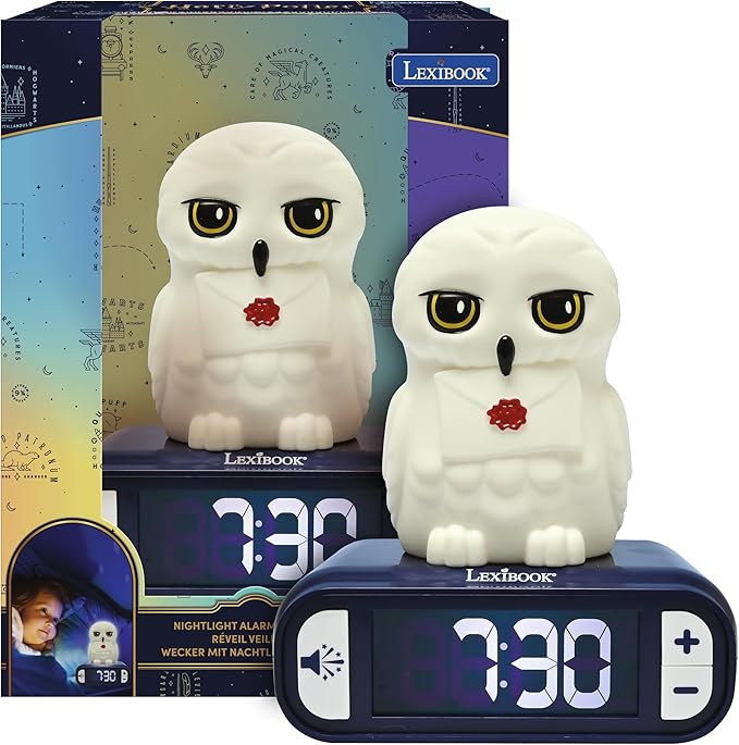LEXiBOOK, Hedwig, Hedwig Nightlight Alarm Clock, Sounds and Melodies, Backlit LCD Screen, Luminous, Snooze, RL800HP1
