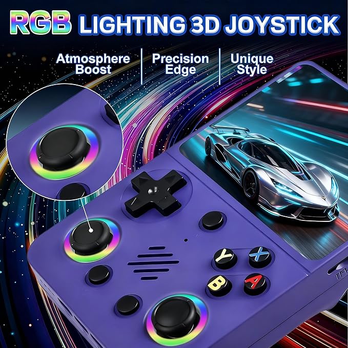 RG36PRO Video Game Console - Support 30000+Classic Games, 64G TF Card,Open Source System, 3.5-Inch Screen,3000mAh Battery, Portable Console for Travel, Gift for Adult or Partner-Purple