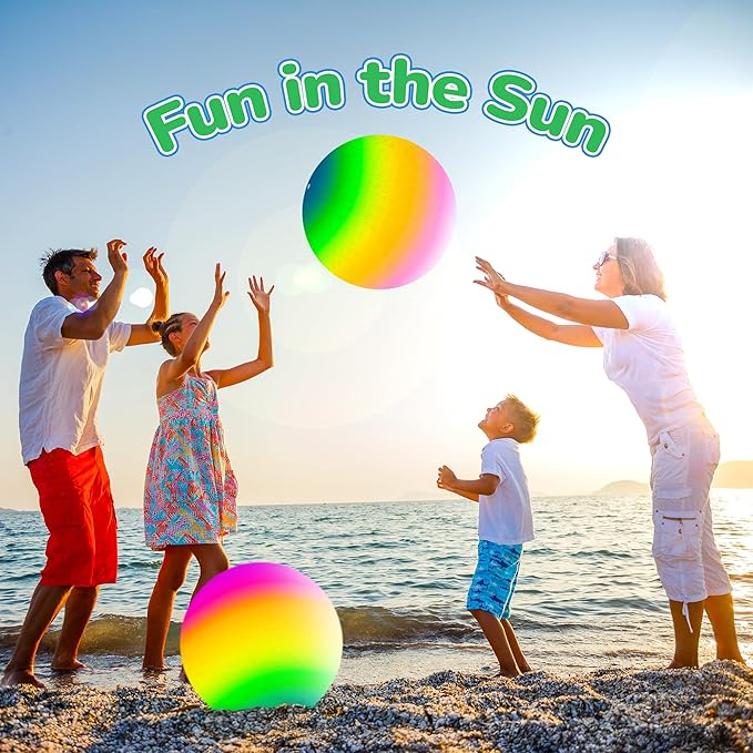 ArtCreativity Rainbow Playground Ball for Kids with Hand Pump, Bouncy 18 Inch Rubber Kick Ball for Backyard, Park & Beach Outdoor Fun, Beautiful Rainbow Colors, Durable Outdoor Toys for Boys & Girls