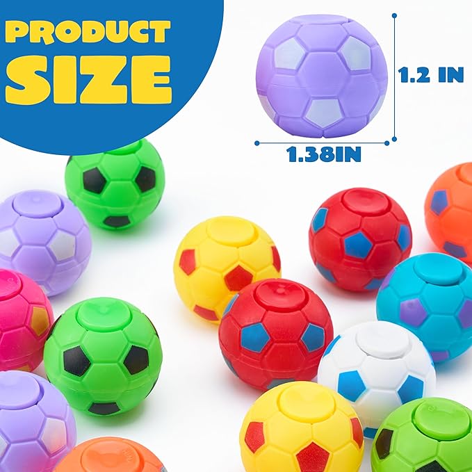 JOYIN 72 Pack Soccer Fidget Spinners for Kids, Soccer Party Favors, Fidget Toys Bulk, Stress Balls, Easter Egg Fillers Goodie Bag Stuffers for Birthday Party, Treasure Box for Classroom