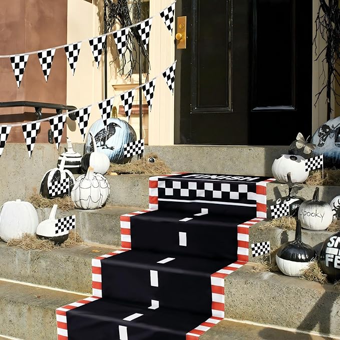 10 Feet Race Car Party Supplies, Racetrack Floor Runner Decorations, Long Racetrack Floor Running Mat Race Car Table Cloths for Racing Birthday Party Games Sport Event Festivals Decorations