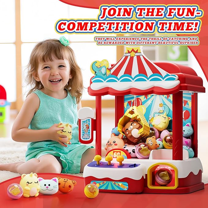 Skirfy Claws Machines for Kids & Adults with 30 Mini Prizes & Adjustable Sounds, Dispenser Toys Vending Machines - Perfect Christmas & Birthday Big Experience Gifts for Kids, Ages 6+