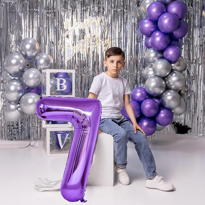 40 Inch Purple Number Balloons, Giant Self Inflating Foil 9 Years Old Birthday Number Balloon for Girls, 9 Balloon Mylar Helium for Kids 9th Birthday Party Decor Women Anniversary Decoration Supplies