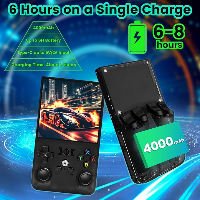 R36s max Retro Gaming Console Handheld Game Console , Game Emulator Handheld Console, 4K HD 4.0" IPS Screen, Preloaded 18,000+ Retro Games Portable Video Games(Black 64GB MAX)
