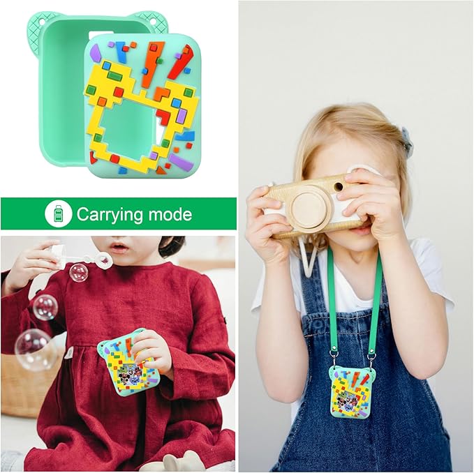 RAIALL Silicone Cover Case for Bitzee Disney Interactive Toy Digital Pet, Kids Protective Bitzee Disney Virtual Electronic Pet Lanyard Silicone Holder, Portable Travel Soft Silicone Sleeve, Green