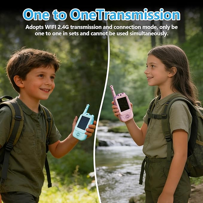 Video Walkie Talkie for Kids 2 Pack 3-12 Year Old Boys Girls Walkie Talkies Long Range 2 Way Radio Fun Toy with USB Rechargeable and Screen for Camping Hiking Outdoor Indoor Games Gift Pink Blue