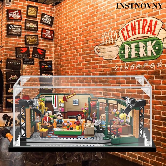 Innovny Acrylic Display Case for Collectibles & Lego 21319 Building Kits - Clear Case for Action Figures & Car Model Toys (Black, 13.8*9.8*5.9 inch)