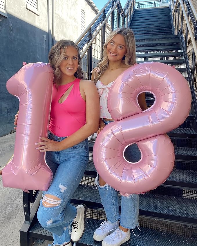 40 Inch Pearlescent Pink Number 4 Balloon, Giant 4 Number Balloons for 4th Birthday Decorations, Party Supplies for Baby Boy Girl, Pearlescent Pink Party Decor