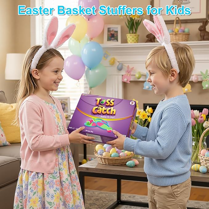 Toss and Catch Ball Set Game Kids Toys – 6 Paddles & 3 Balls, Easter Basket Stuffers Birthday Gifts for 3 4 5 6 7 8 Year Old Boy Girl, Outdoor Games for Beach Yard Pool Camping Lawn Family Party