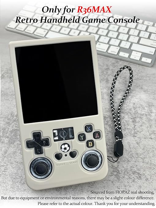 FIOPAZ for R36MAX Silicone Protective Case, Soft Skin for R36 MAX Retro Handheld Game Console Accessories, Anti-Scratch Washable Only for R 36 MAX Sleeve with Lanyard (OffWhite)