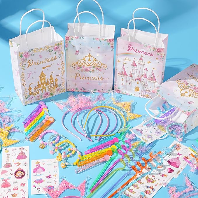 Vanblue 72Pcs Princess Party Favors Crown Birthday Decorations Party Supplies for Girls, Crown Headbands Princess Castle Goodie Bag Stuffers,Pinata Fillers Classroom Rewards Gifts for Kids