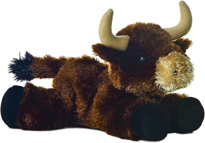 Aurora® Adorable Mini Flopsie™ Brown Toro Stuffed Animal - Mini Companions Ready for Playful Adventures - for Kids All Ages, Toddlers, Adults, and Families - Brown 8 Inches