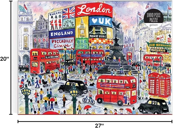 Galison Michael Storrings 1000 Piece London Jigsaw Puzzle for Adults – Illustrated Art Jigsaw Puzzle with Scene from The Streets of London – Fun Indoor Activity, Multicolor