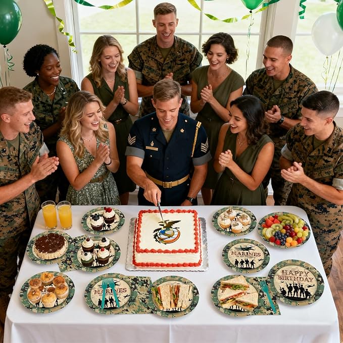 96Pcs Military Camo Birthday Party Supplies Army Camouflage Plates and Napkins Disposable Solider Themed Tableware Set for Boys Men Birthday Camping Hunting Party Decorations Serves 24
