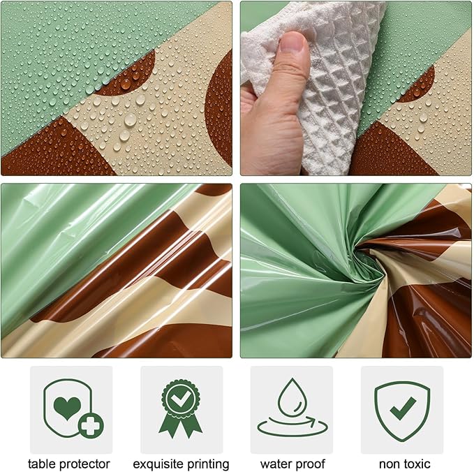 Oudain 6 Pcs Giraffe Tablecloth 54 x 108 Inch Plastic Jungle Theme Table Cover Giraffe Print Disposable Tablecloth for Birthday Baby Shower Zoo Safari Party Supplies