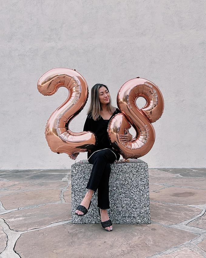 Rose Gold Number 16 Balloon 40 inch, 16 Number Balloons, 16th Birthday Decorations for Girls Boys, 16 Year Old Rose Gold Party Supplies