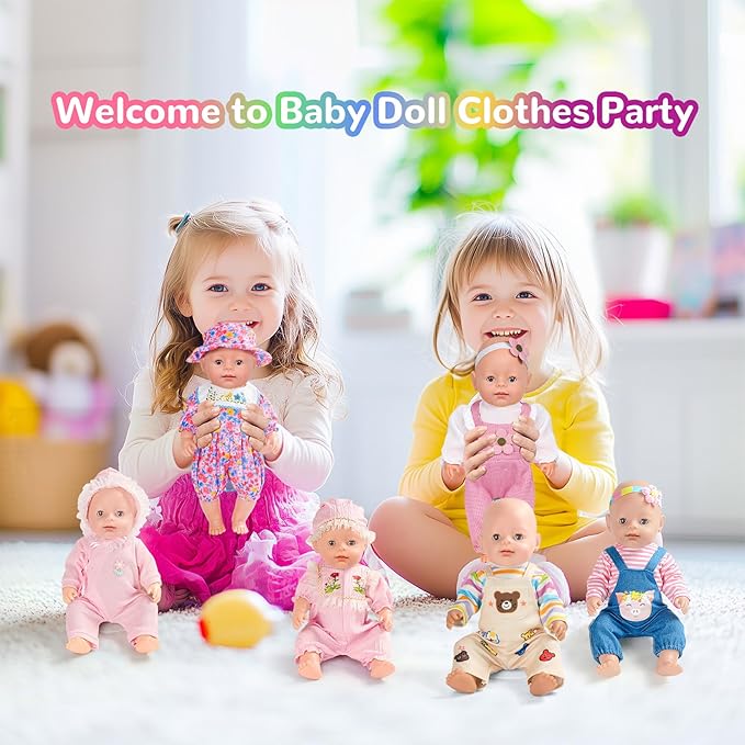 6 Sets 14-16 Inch Baby Doll Accessories & Clothes - Dress Outfits Headbands Accessories fits New Born 43cm , 15 inch Baby Doll