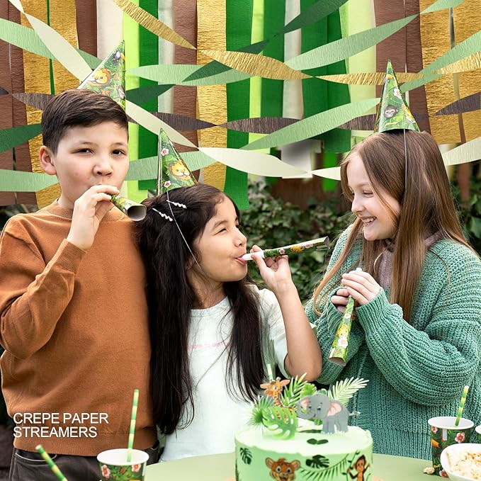 AOYOO 5 Rolls Crepe Paper Streamers - Sage Olive Green, Gold & Ivory Party Decorations for Wedding, Bridal Shower, Engagement, Boho Eucalyptus Birthday Backdrop St. Patrick's Day (Not Fabric Ribbon)