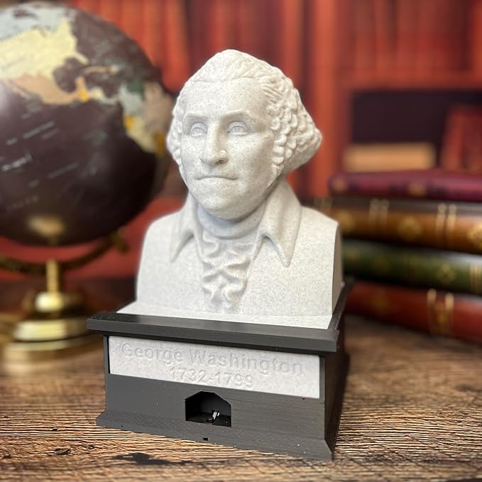 MunnyGrubbers - George Washington - Talking Busts - Plastic Collectible Toy - Press The Button for a Quote or Fun Fact - (Marble)