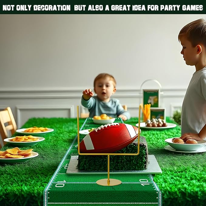 3 PCS Metal Football Goal Post Decoration Football Table Decor Football Field Goal Post Decoration Football Table Decorations for Football Theme Birthday Party Supplies