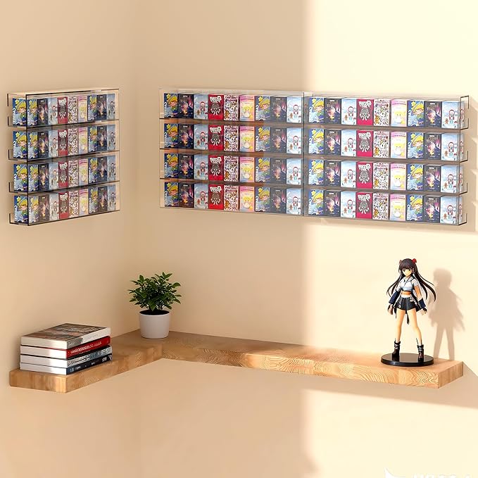 Wall Display Shelves, Acrylic Floating Shelves for Mini Toys, Clear Collectibles Display Case 2 Pack