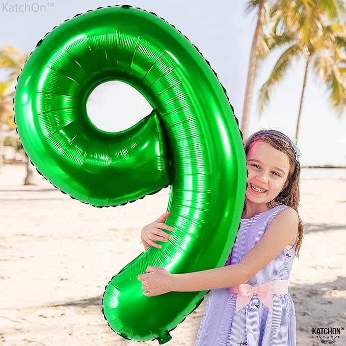 KatchOn, Giant Dark Green Number 9 Balloon - 40 Inch | | Foil 9 Birthday Balloon for 9th Birthday Decorations | 9th Anniversary Decoration | Green Party Decoration