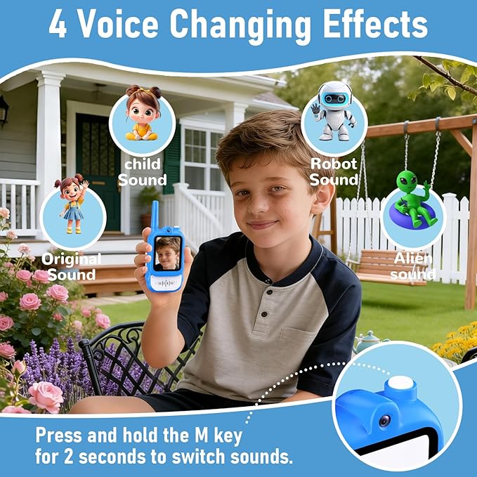 Lapare Video Walkie Talkies for Kids, 2 Pack Rechargeable Walkie Talkies with HD Color Screen, Real-time Video, Outdoor Camping Toys & Birthday Gifts for Boys Age 3-8