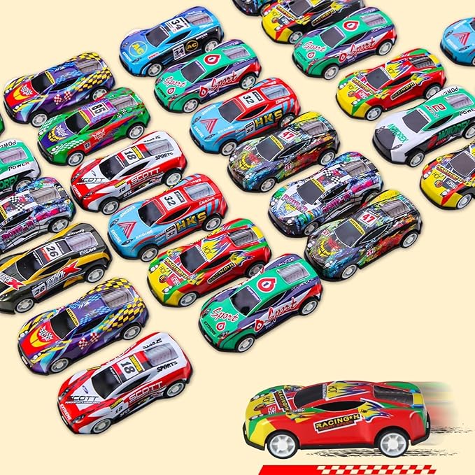 100 Pack Pull Back Cars for Kids, Mini Vehicles Toy Bulk Party Favor Race Cars Toys, Goodie Bag Stuffers, Pinata Fillers for Boys Girls Toddlers (100)