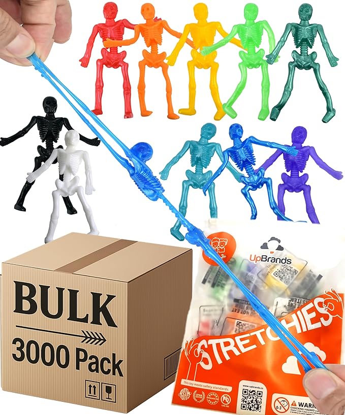 UpBrands 3000 Pack Bulk Stretchy Skeleton Toys – Sensory Fidget Toys for Bulk Businesses, Schools, Quite Toys for Churches, Vending, Nonprofits, and Community Programs