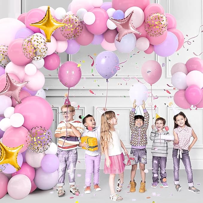 Unicorn Birthday Decorations for Girls,118pcs Unicorn Theme Party Decorations with Balloon Garland Arch Kit Backdrop and Tablecloth for Girls Women Birthday Party Supplies(Pink)
