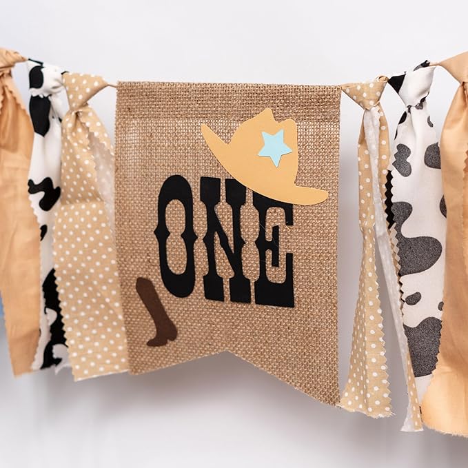 Cowboy Highchair Banner 1st Birthday - My First Rodeo High Chair Banner, First Rodeo Birthday Decorations Party Supplies for Party, Anniversary, Photo Props... (Blue)