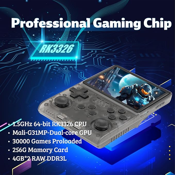 R40S Pro+ Handheld Game Console, 30000 in 1 Games Mini Retro Video Console, 3.5-Inch IPS Screen,256GB TF Memory Memory,Built in 45+ Emulators,3800mAh Battery (Transparent Black 256G)
