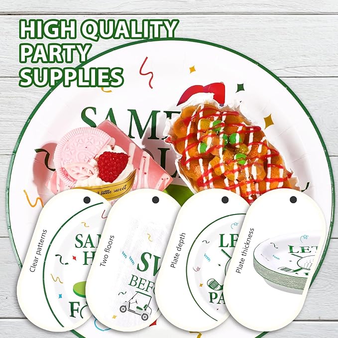 Grencian 96Pcs Golf Bachelorette Party Supplies Same Hole Forever Plates and Napkins Tableware Sets Let's Partee Decoration for Men Club Birthday Golf Cart Single Bachelorette Party Serve 24