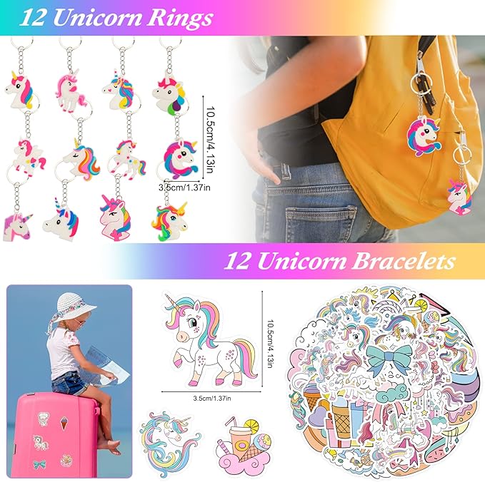 Unicorn Party Favors, 12 Pack Unicorns Birthday Party Supplies - Unicorn Decorations Goodie Bags Fillers for Girls Kids Pinata Fillers
