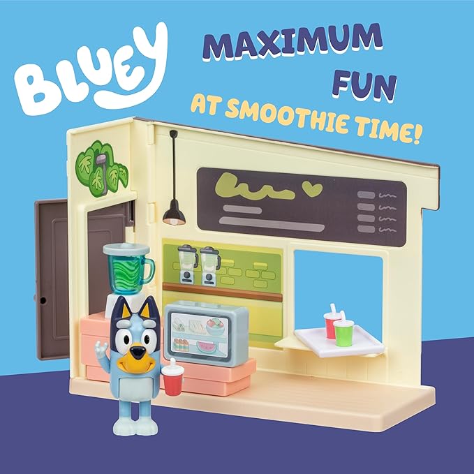 Bluey Juice Bar Toy Playset Figures, Pretend Play Toys for Toddlers 3-5, Kids Kitchen Playset with Accessories, No Batteries Required