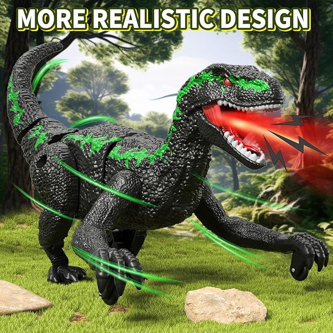Remote Control Dinosaur Toys for Kids 3-5 5-7, One-Key Demo Simulator Jurassic Velociraptor Dino Toys for Kids Boys with Light & Sounds, Dinosaur Toys Gifts for 3 4 5 6 7 8 Years Old Boys