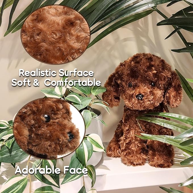 Adorable Labradoodle Plush Toy Fluffy Red Brown Poodle Stuffed Animal Dog Puppy, 12.6" - Perfect for Kids, Babies, Birthday, Nursery