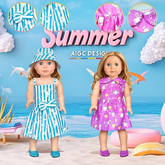 American 18 inch Doll Clothes Accessories-10 Set Doll Outfits for Girl Doll Clothes, Valentine's Toys Gifts for Kids Dressing up