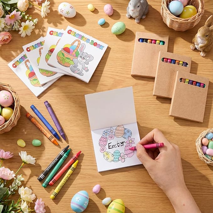 270 Pcs Mini Easter Coloring Books Bulk with Crayons, Easter Activity Books Basket Stuffer Gifts for Activity Classroom Gifts Home Party Favors Supplies