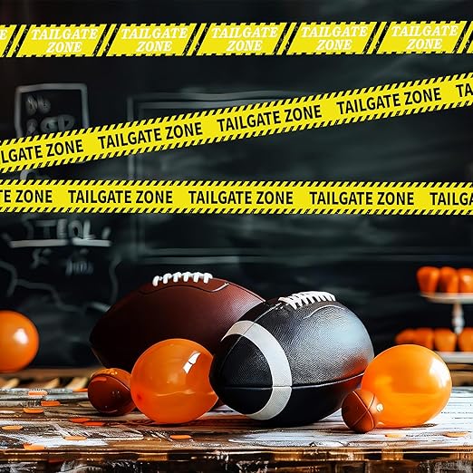 Nuanchu 2 Rolls 3'' x 98 Feet Tailgate Zone Caution Tape Football Party Decorations Football Tailgate Party Banner Supplies Favors for Sports Theme Birthday Bowl Parties(no Stickiness)