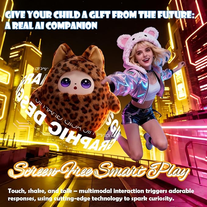 AI Intelligent Interactive Plush Toy ChatGPT, with Vibration/Tactile Perception and Children's Emotions, multilingual Companions, Interactive Games, Memory Training,Control App (Bruno)