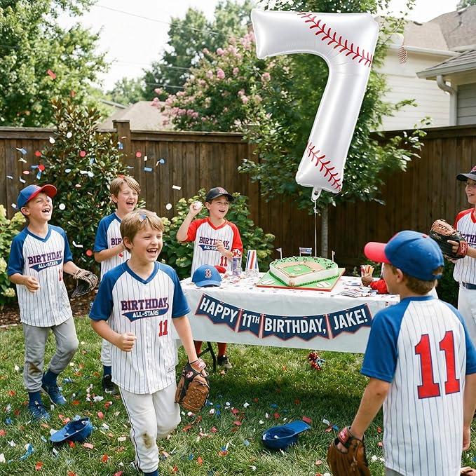 Jenaai Baseball Number 7 Balloons 40 Inch Baseball Theme Birthday Party Decorations Large Foil Balloons for Birthday Baby Shower Party Backdrop Celebration Supplies