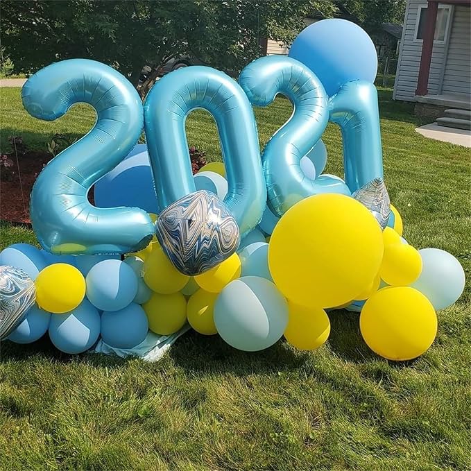 40 Inch 2nd 20th Birthday Number Balloon, Baby Blue Foil Giant Self Inflating Balloons, Light Blue Helium Number Balloons for Boys Kids Happy Birthday Party Anniversary Party Decoration Supplies